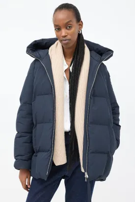 Navy Hooded Down Puffer Jacket