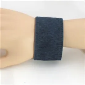 Navy Wide Pony Leather Cuff Bracelet Hair-on