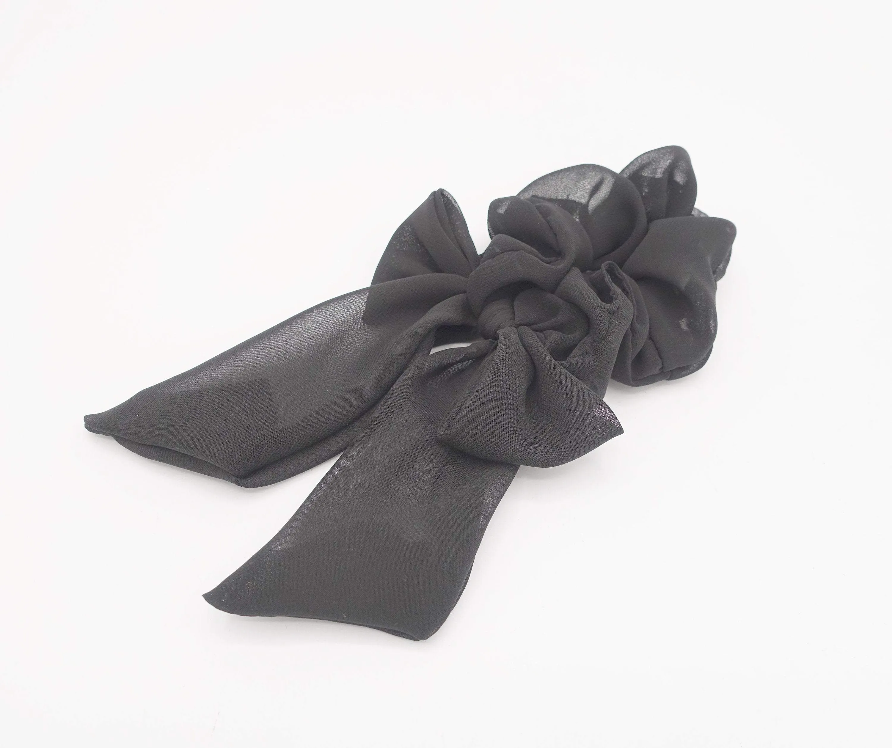 neutral chiffon bow knot scrunchies basic casual hair tie for women