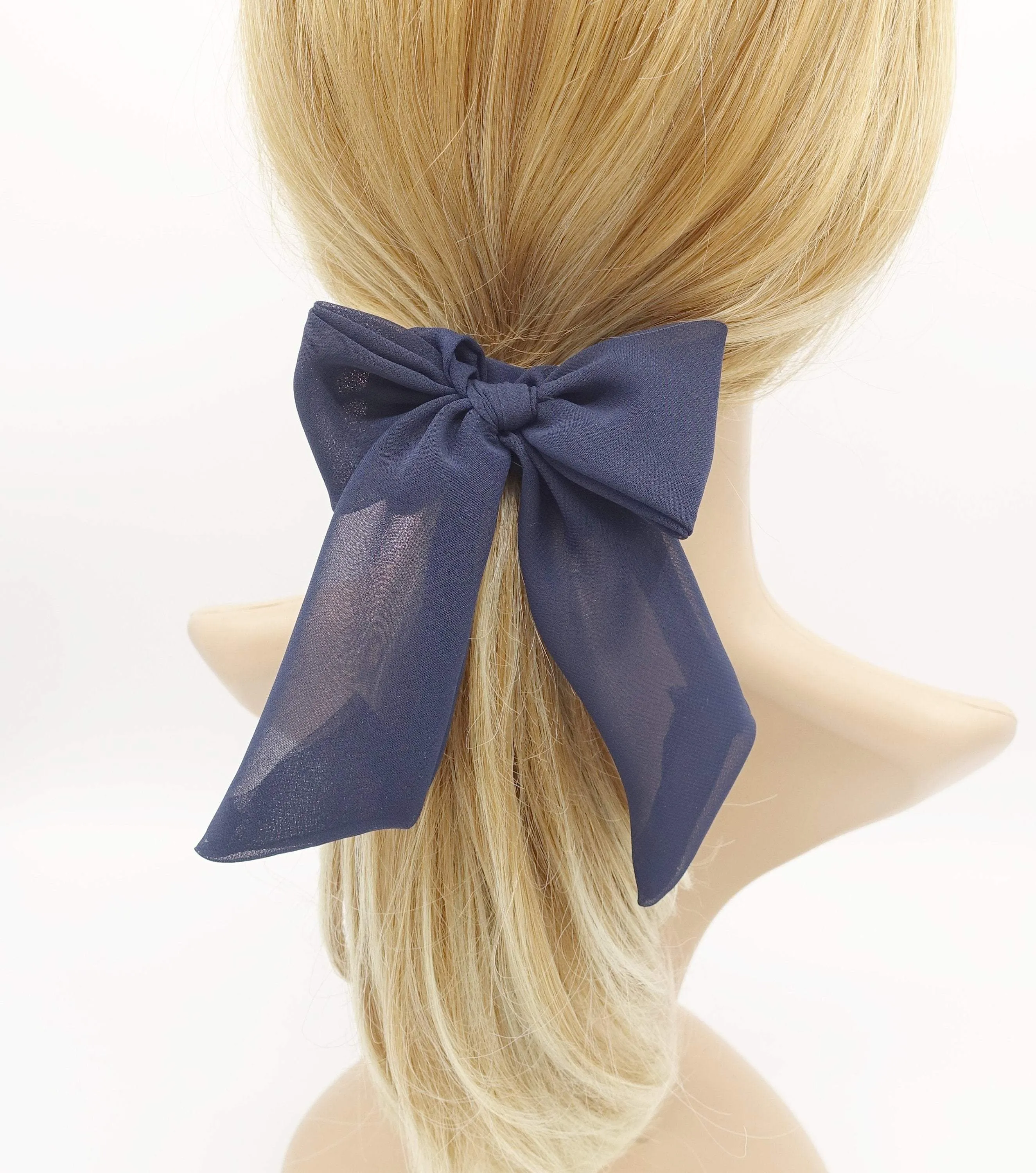 neutral chiffon bow knot scrunchies basic casual hair tie for women