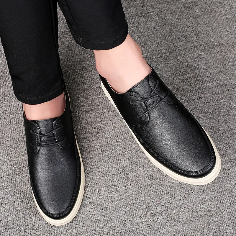 New Arrival Men Fashion Shoes Leather Black Flats Shoes For Mens Comfortable Walking Shoes Man Designer Young Casual Shoes