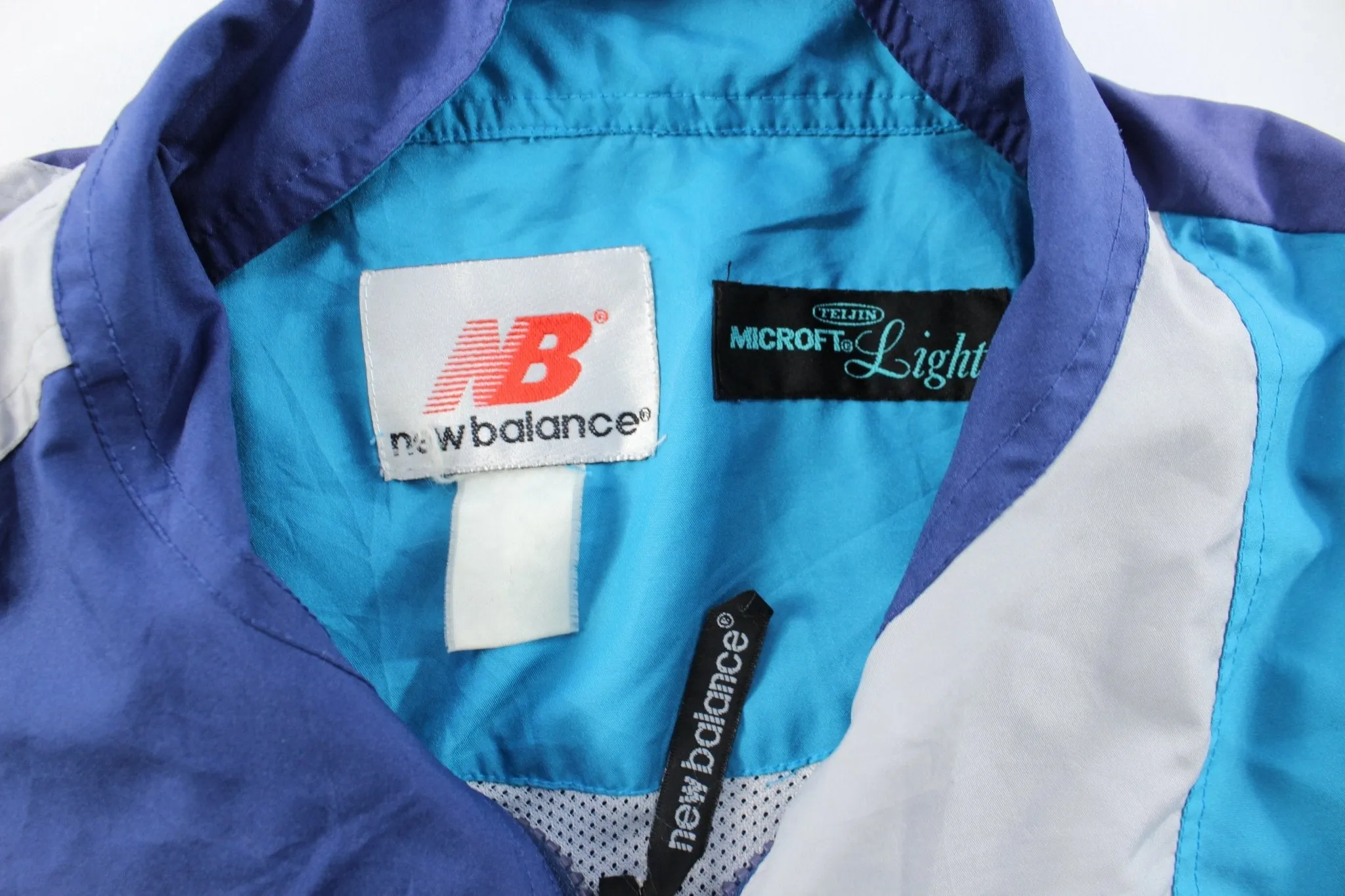 New Balance Embroidered Logo Navy Blue, Aqua, & White Zip Up Jacket