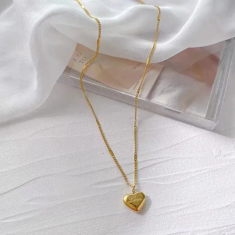 New Couple Cavicle Chain Love Necklaces Geometric Heart Light Luxury Temperament Simple Sweet Love Pendant Necklace Jewelry