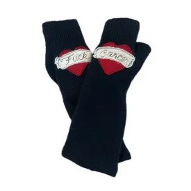 NEW! Fingerless Cashmere Gloves with Tattoo Heart F- Cancer by Sardine Clothing Co.