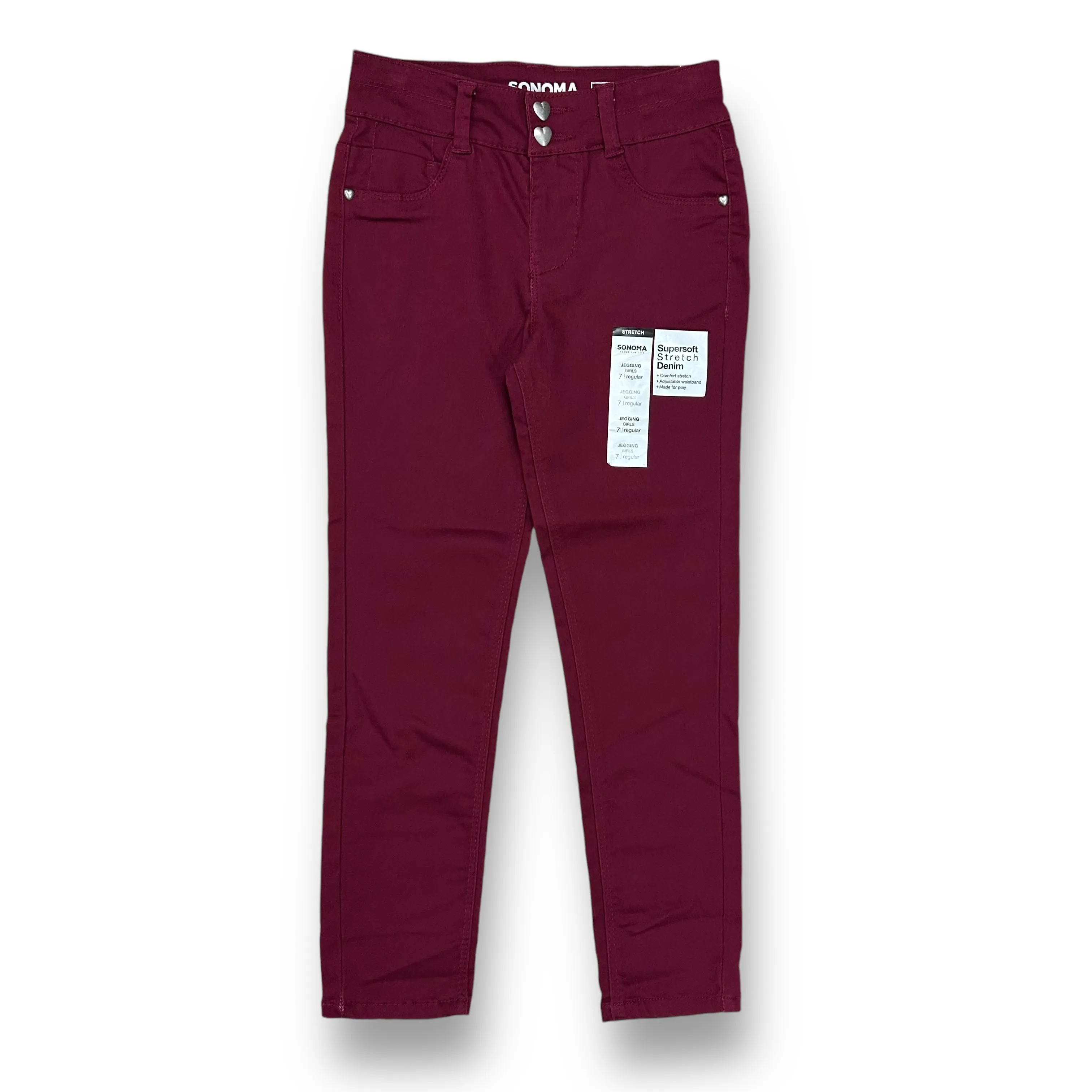 NEW! Girls Sonoma Size 7 Burgundy Soft Stretch Jeggings