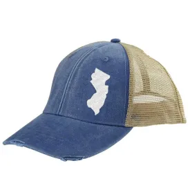 New Jersey Hat | Distressed Snapback Trucker | state cap | many color choices