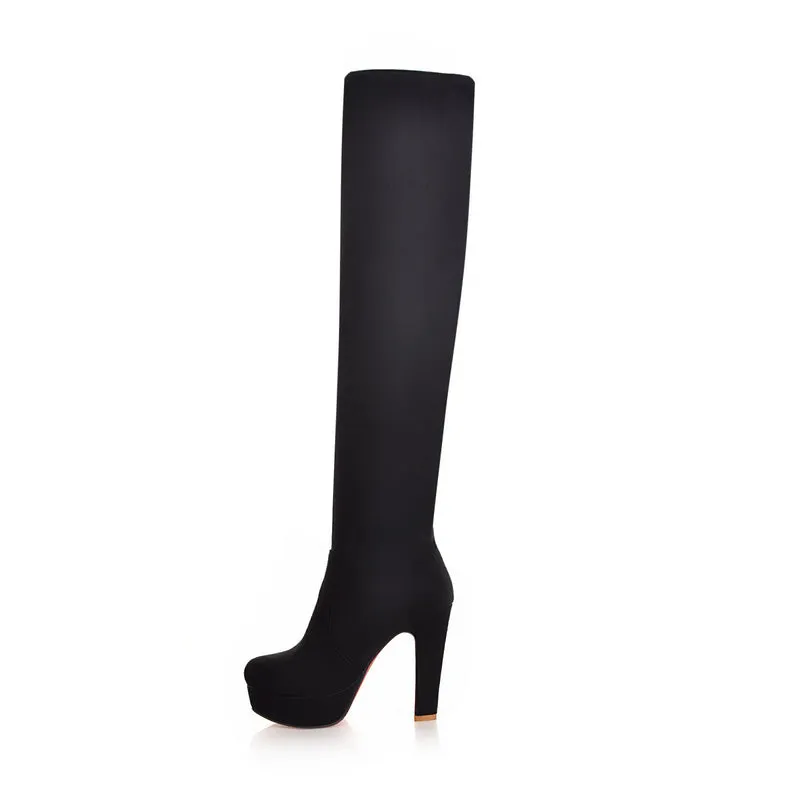 New Women Boots Sexy Fashion Over the Knee Boots Sexy Thin Square Heel Boot Platform Woman Shoes Black size 34-43