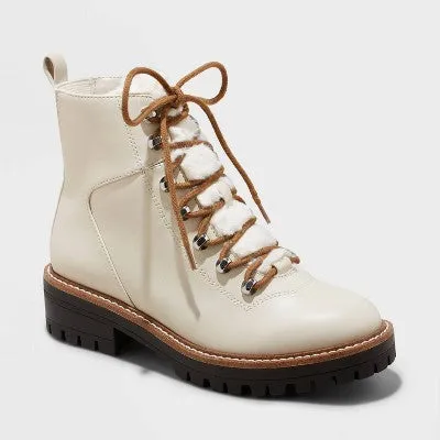 New - Women's Leighton Winter Boots - A New Day Off-White 7