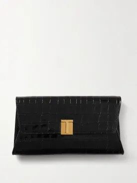 Nobile croc-effect patent-leather clutch