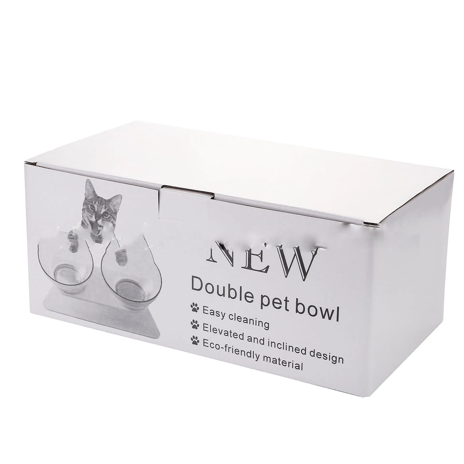 Non Slip Double Pet Food Feeding Bowl With Raised Stand to Protect Cervical Vertebra