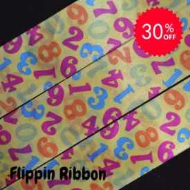 Numbers Ribbon - 1 1/2 inch Printed Satin