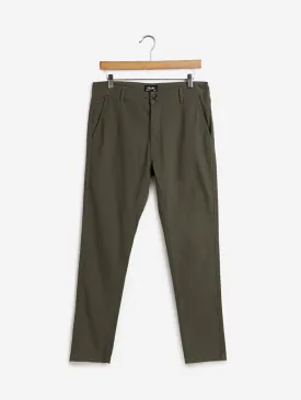 Nuon Olive Cotton Blend Slim - Fit Mid -Rise Chinos