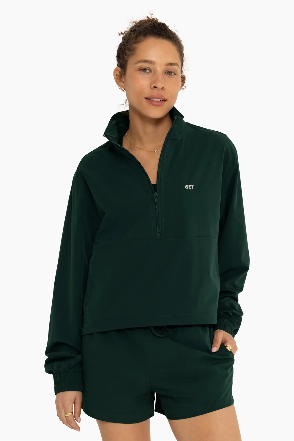 NYLON HALF ZIP WINDBREAKER - HIDEAWAY