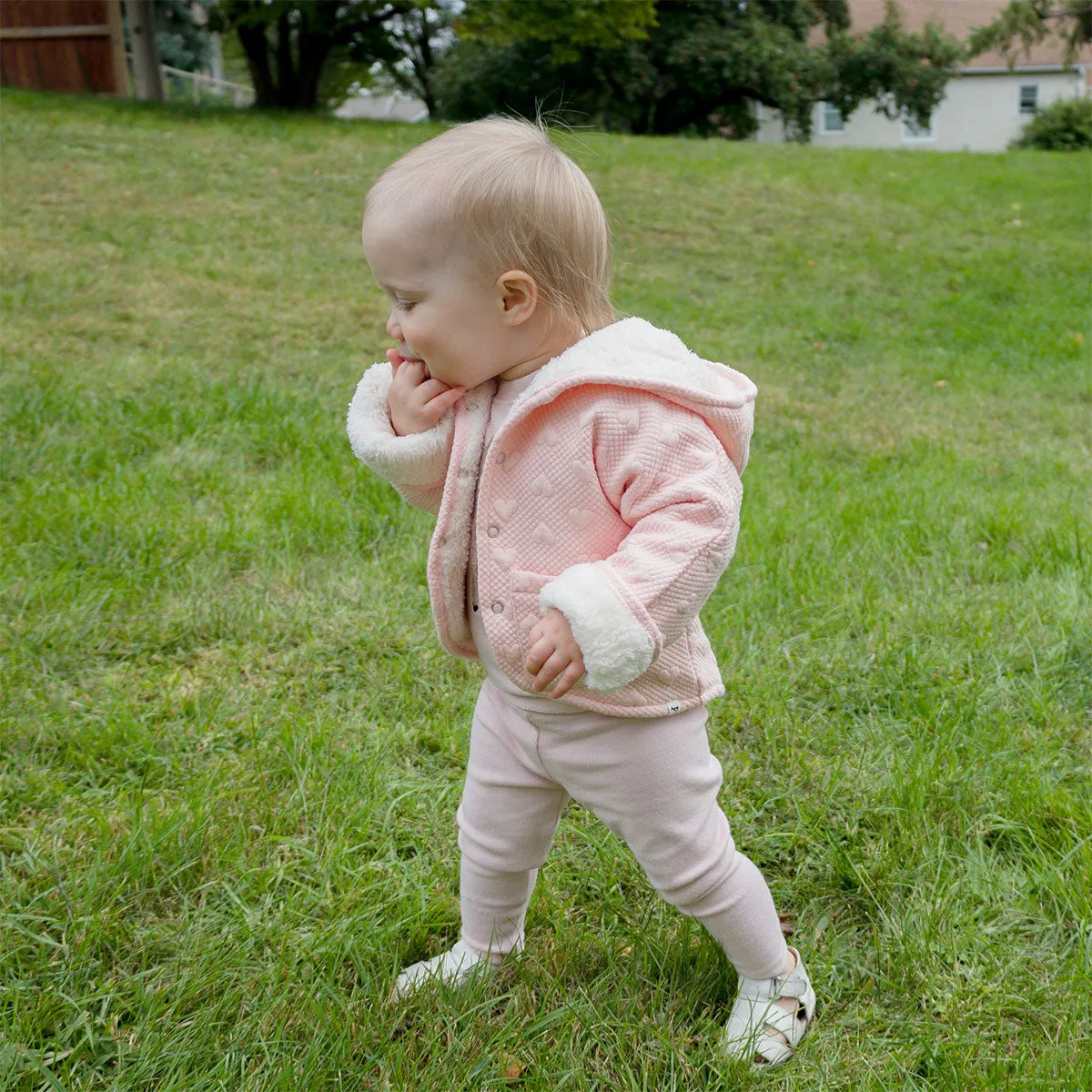 oh baby! Winter Snowdrift Hoodie Jacket with Cream Lining - Pucker Heart - Pale Pink