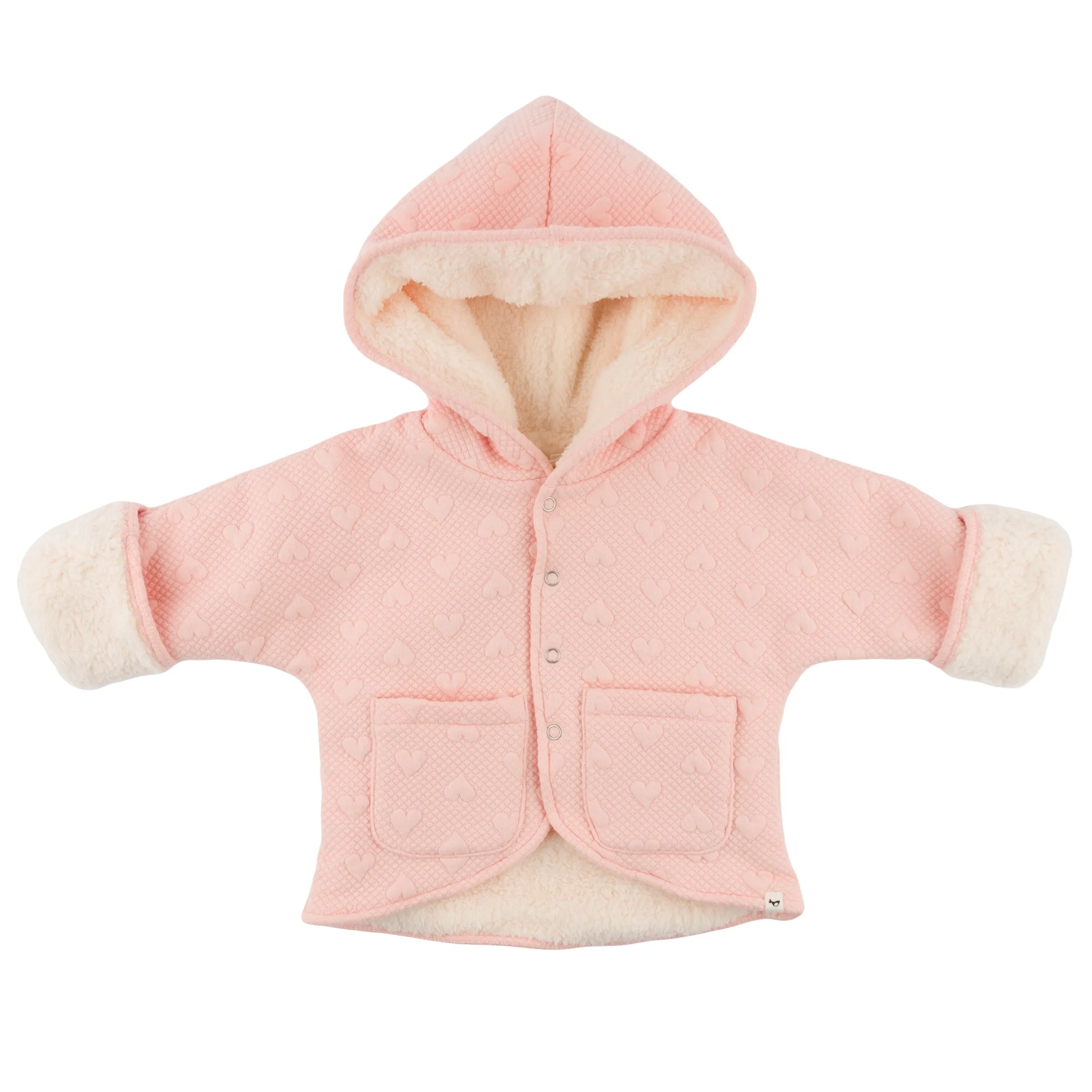 oh baby! Winter Snowdrift Hoodie Jacket with Cream Lining - Pucker Heart - Pale Pink