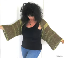 Olive Green and Gold Plus Size Layering Shrug