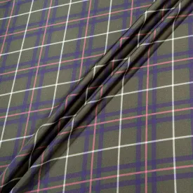 Olive Green Tartan Checkered Silk Twill