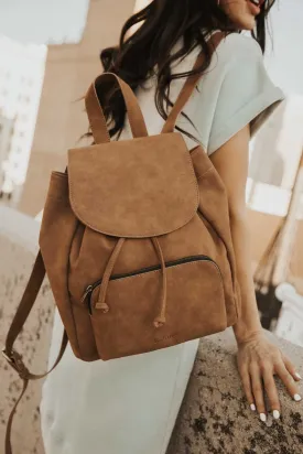 Olivia Drawstring Backpack in Camel