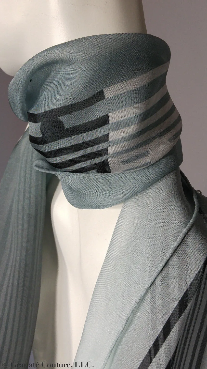 OMBRE Stripes and Fashion Drawing Silk Scarf