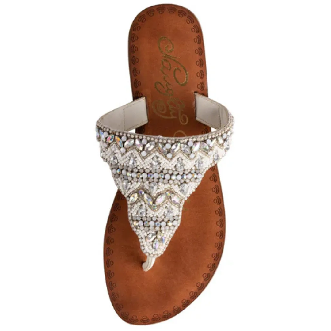 Online Exclusive | Loving U Beaded Sandals in White