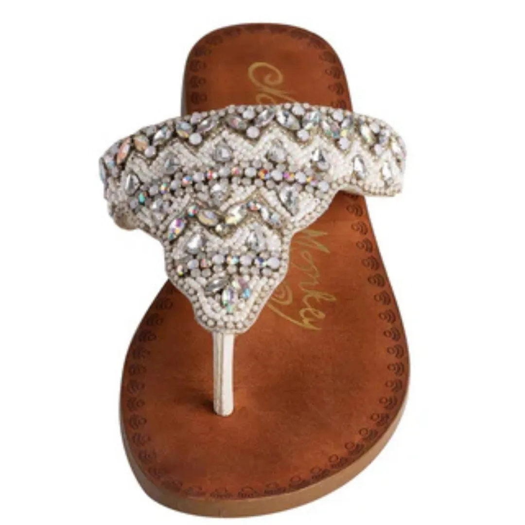 Online Exclusive | Loving U Beaded Sandals in White