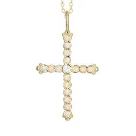 Opal Bezel Cross Necklace