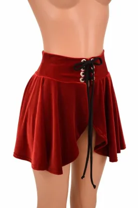 Open Front Lace Up Circle Cut Skirt