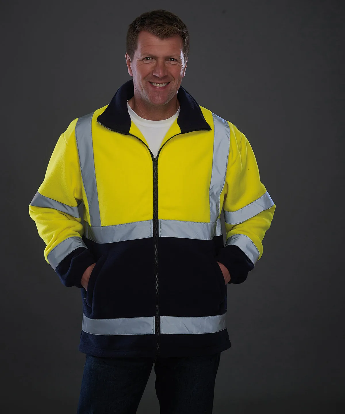 Orange - Hi-vis heavyweight fleece jacket (HVK08)