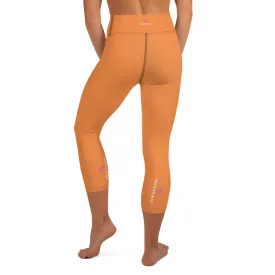 Orange Solid Yoga Capri Leggings, Solid Orange Color Women's Tights-Made in USA/EU/MX