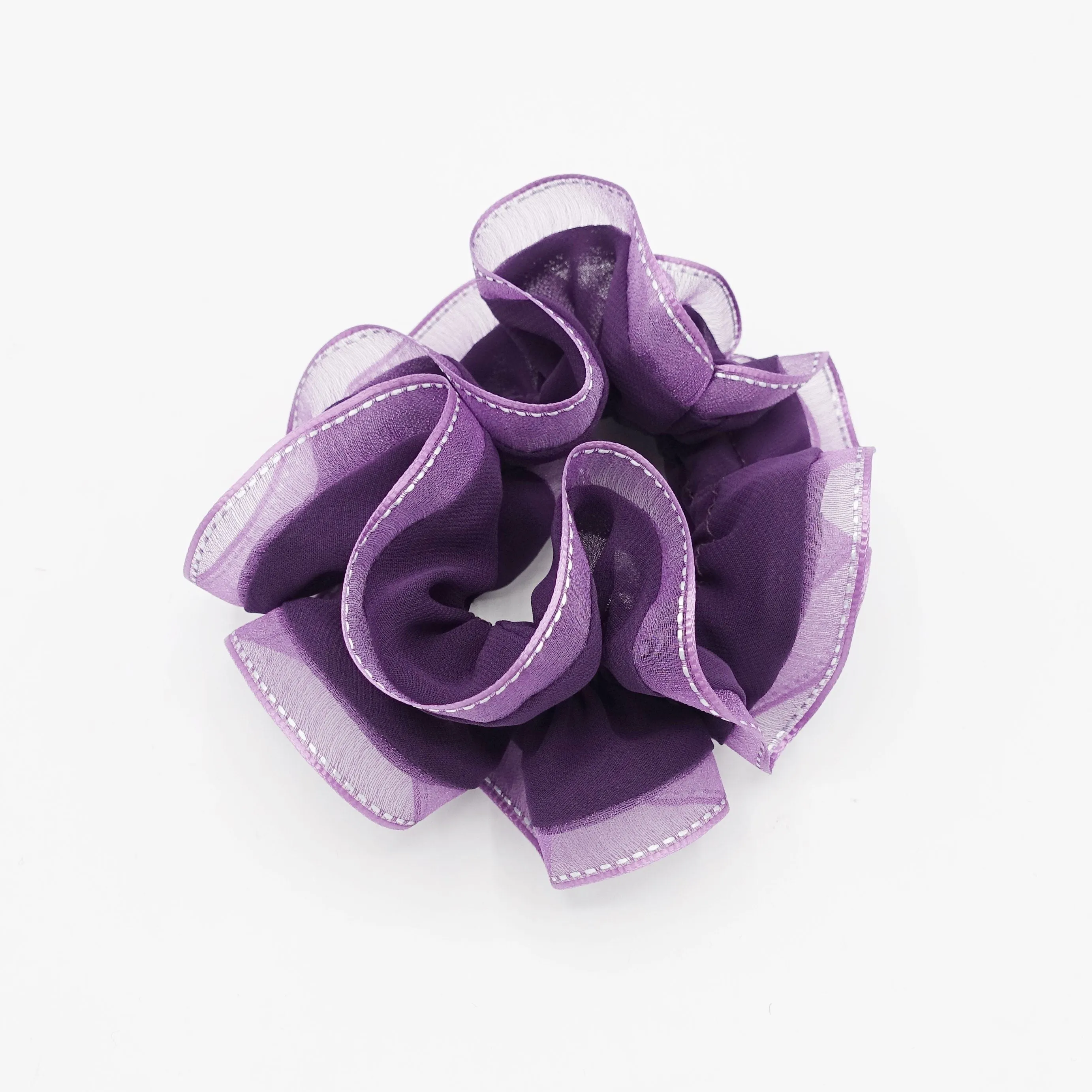 organza edge scrunchies stitch trim chiffon scrunchie woman hair accessory