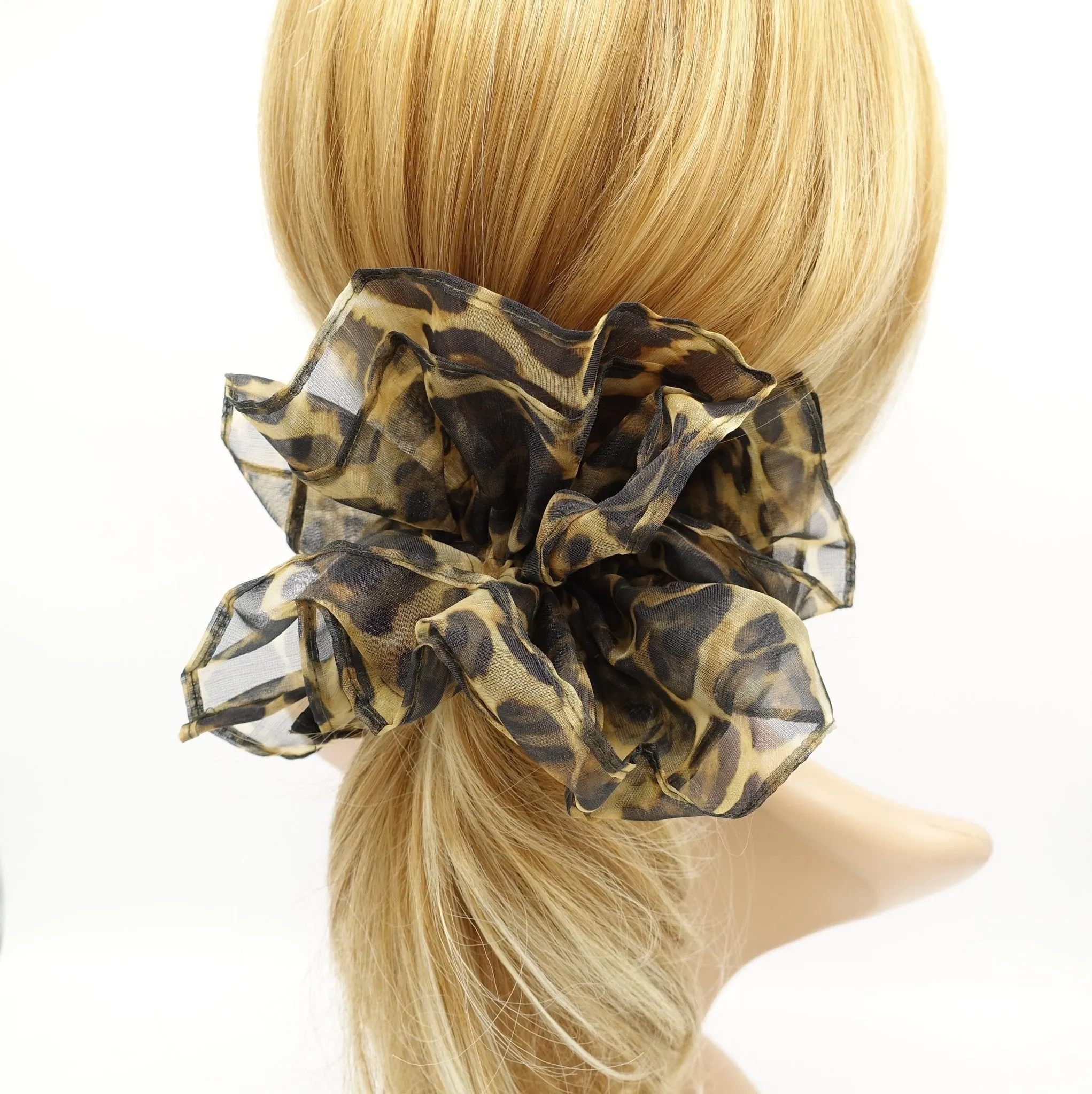 organza leopard oversized scrunchies big large hair elastic accessory for woman