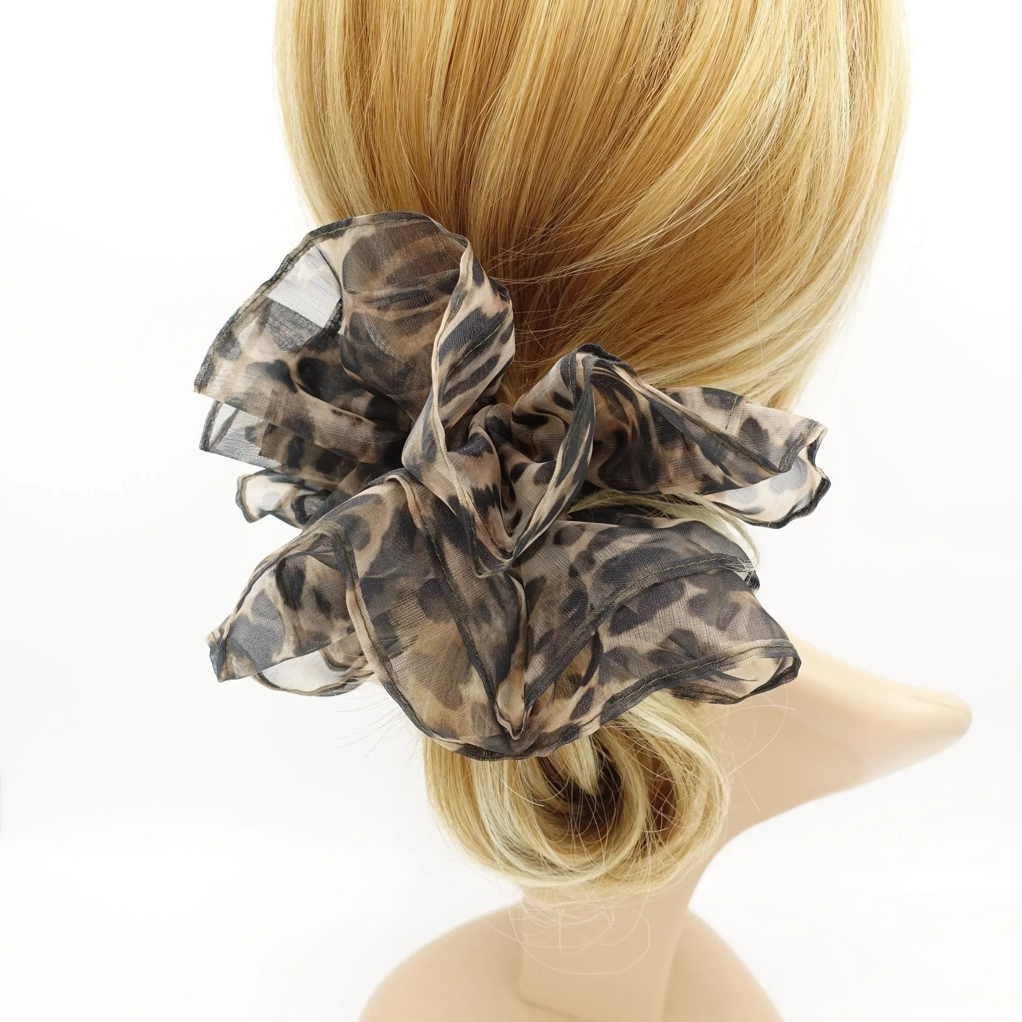 organza leopard oversized scrunchies big large hair elastic accessory for woman