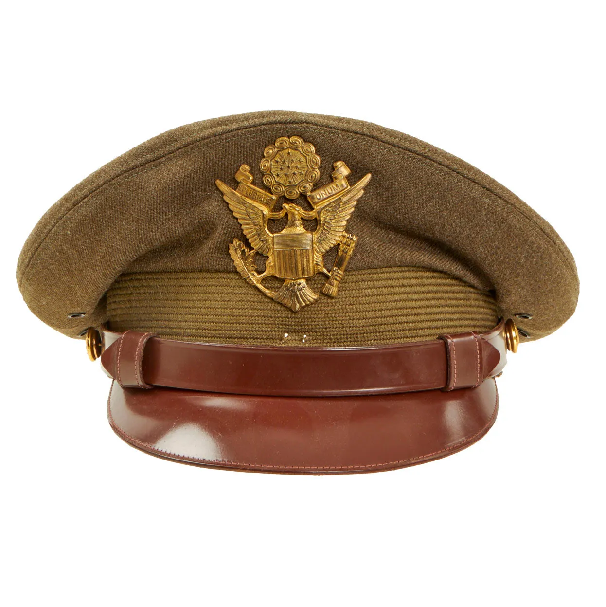 Original U.S. Korean War Army Officer Visor By Ace Manufacturing Company - Named To Arthur L. Hughes