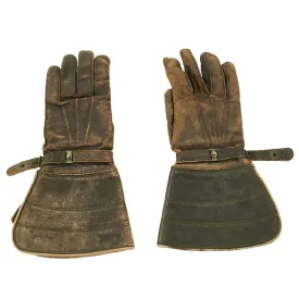 Original U.S. WWII Motorcyclist or Aviator Gauntlet Gloves Dated 1940