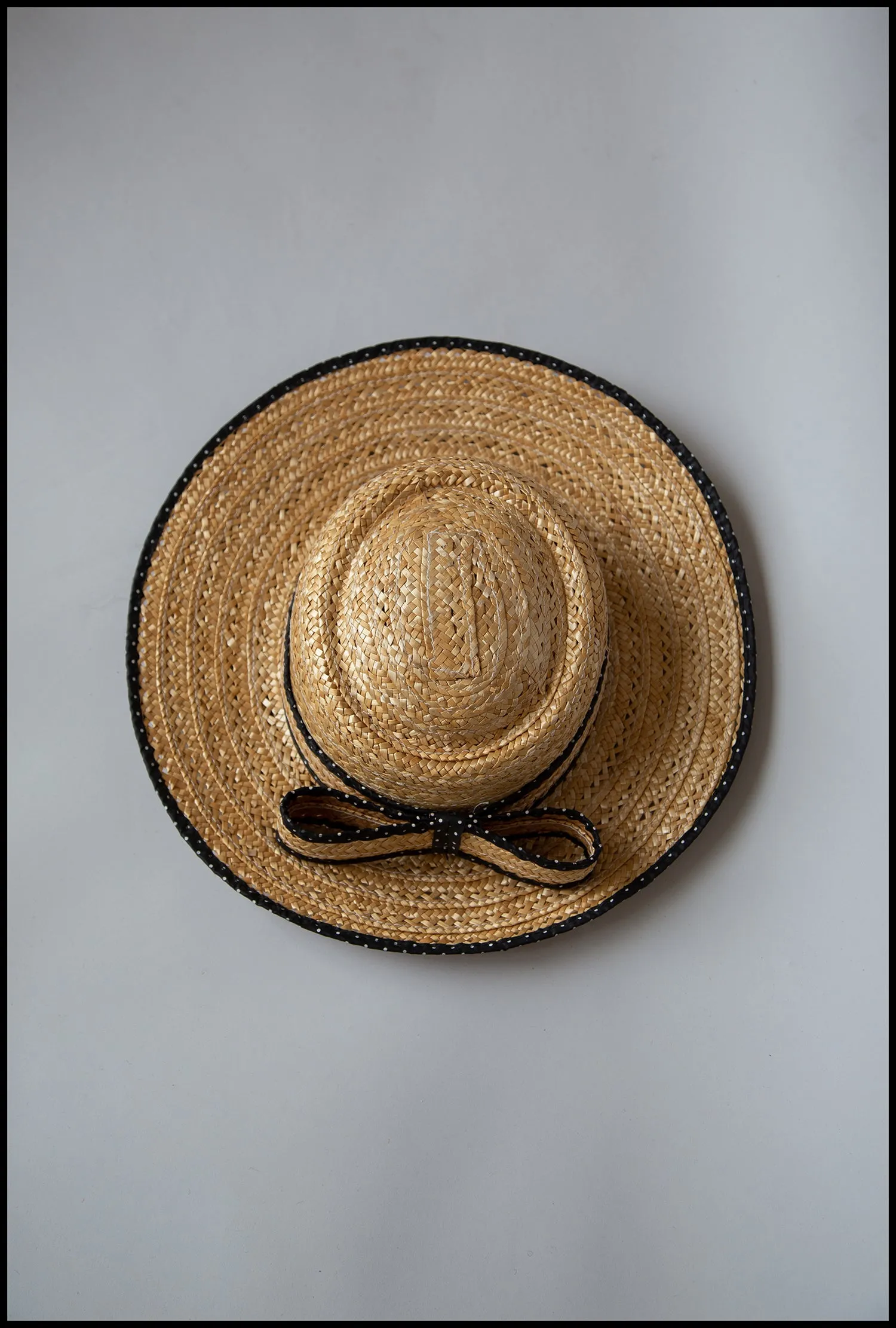 Original Vintage 1980s Polkadot Straw Boater