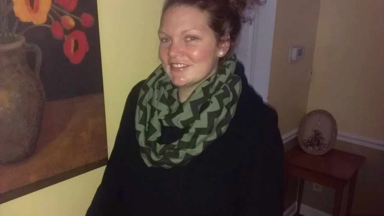 Ornate Chevron Green/Rust Eternity Scarf