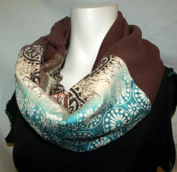 Ornate Chevron Green/Rust Eternity Scarf