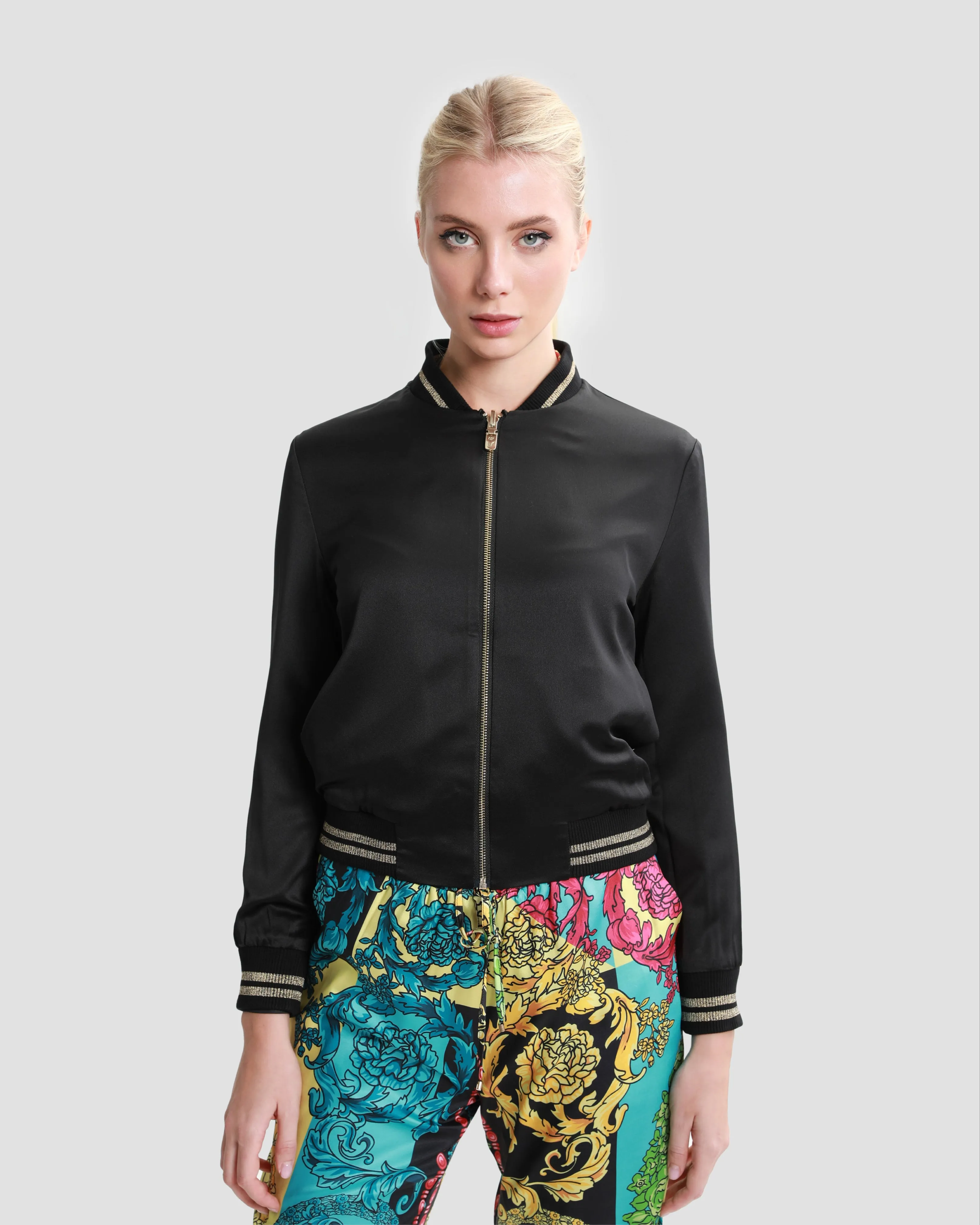 Ornate Color Block Reversible Bomber Jacket