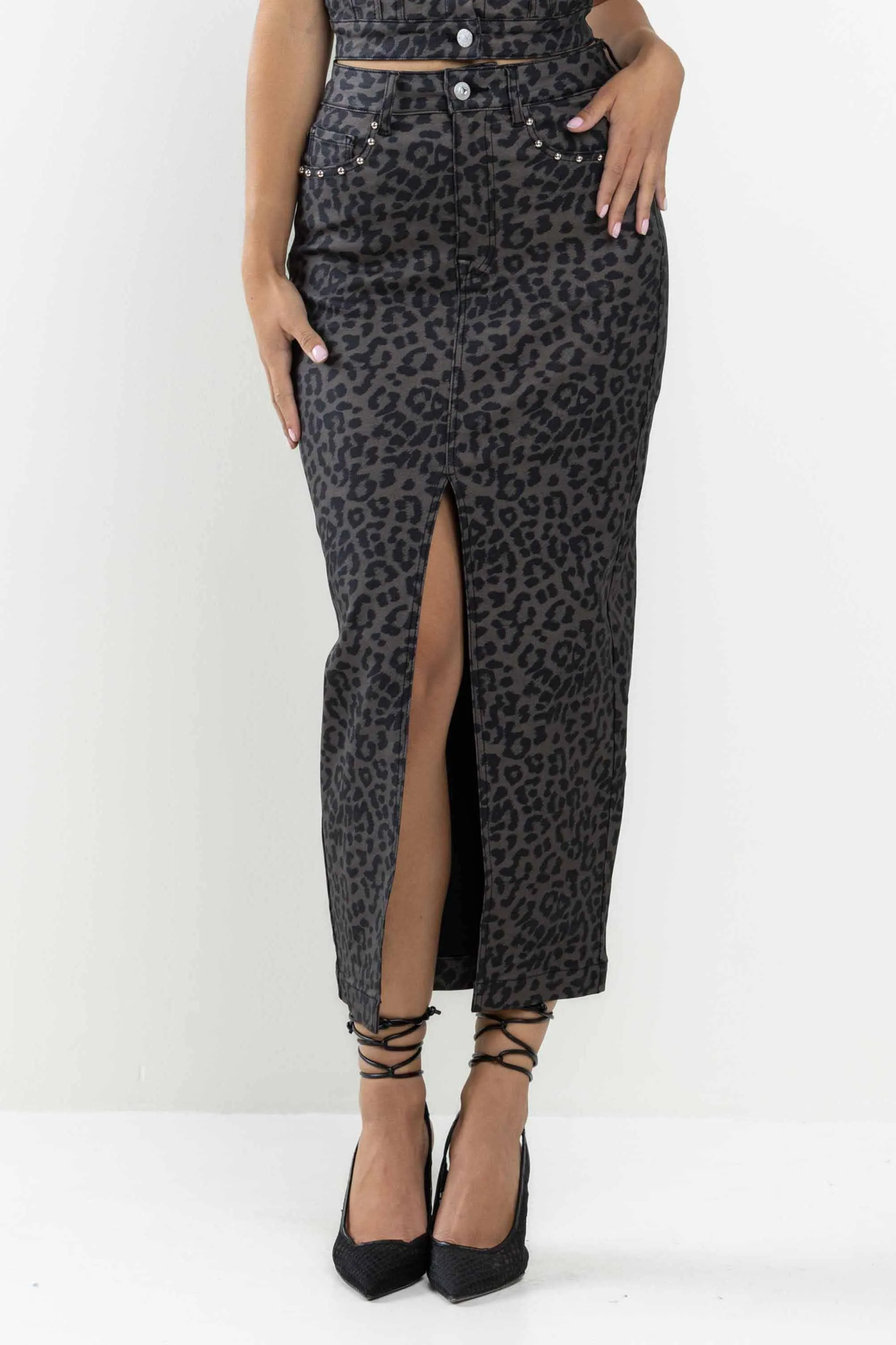 Out Of The Wild Leopard Column Skirt