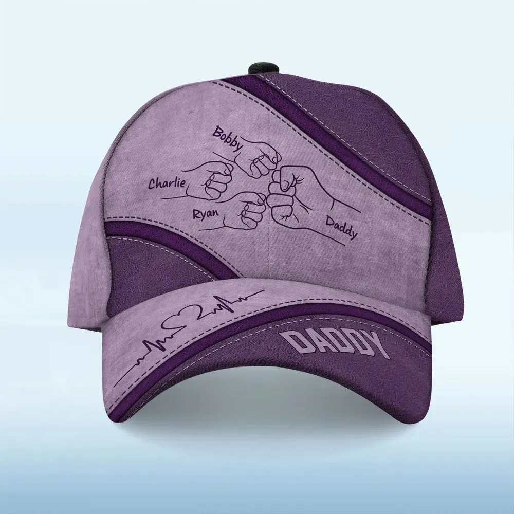 Outline Fist Bump Daddy Grandpa Personalized Classic Cap, Father's Day Gift For Dad, For Grandpa, For Husband