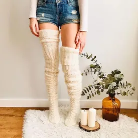 Over the knee warm winter knitted boots cuff socks