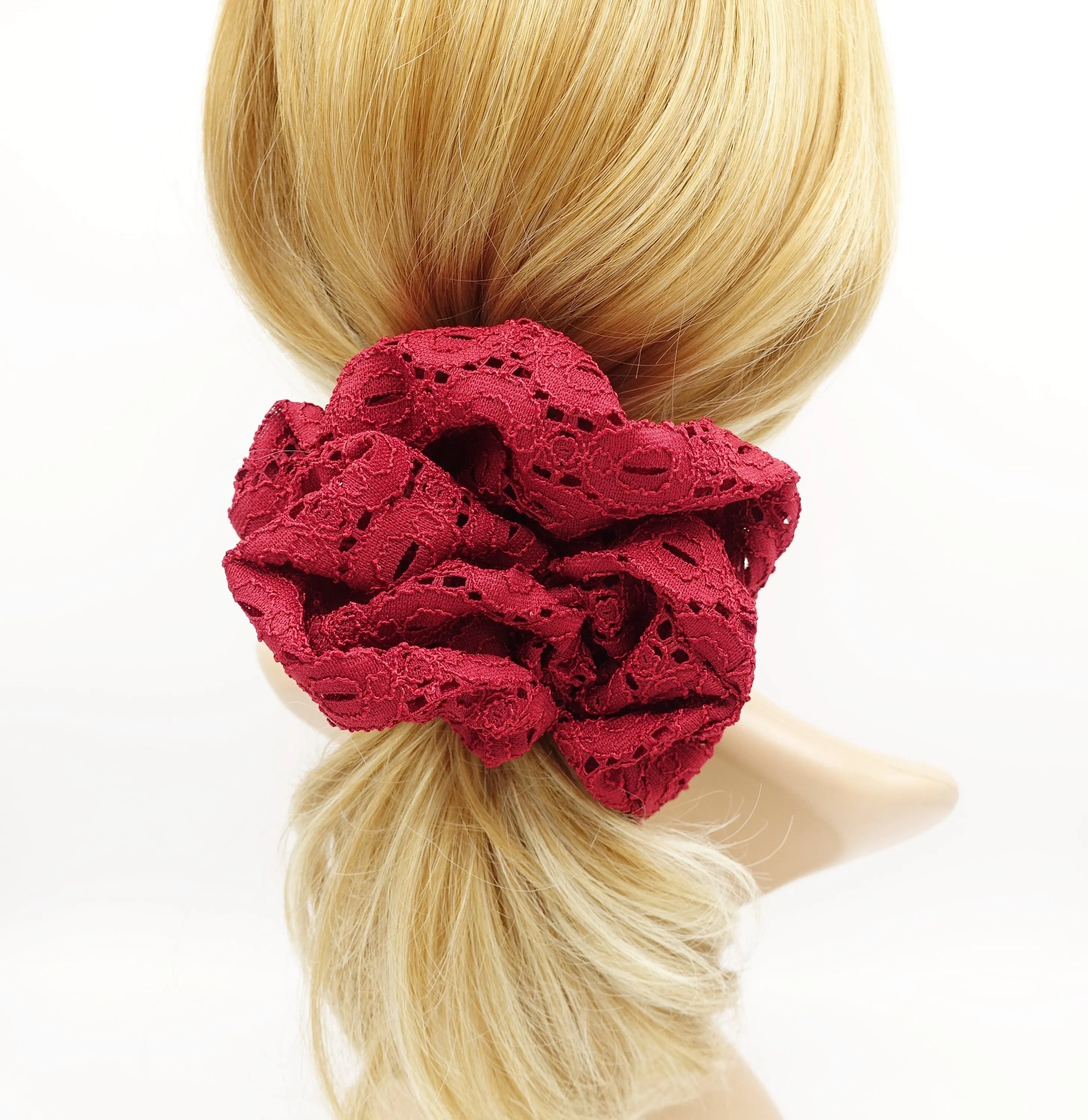 oversized eyelet lace scrunchies big scrunchies elastic hair accessory for women