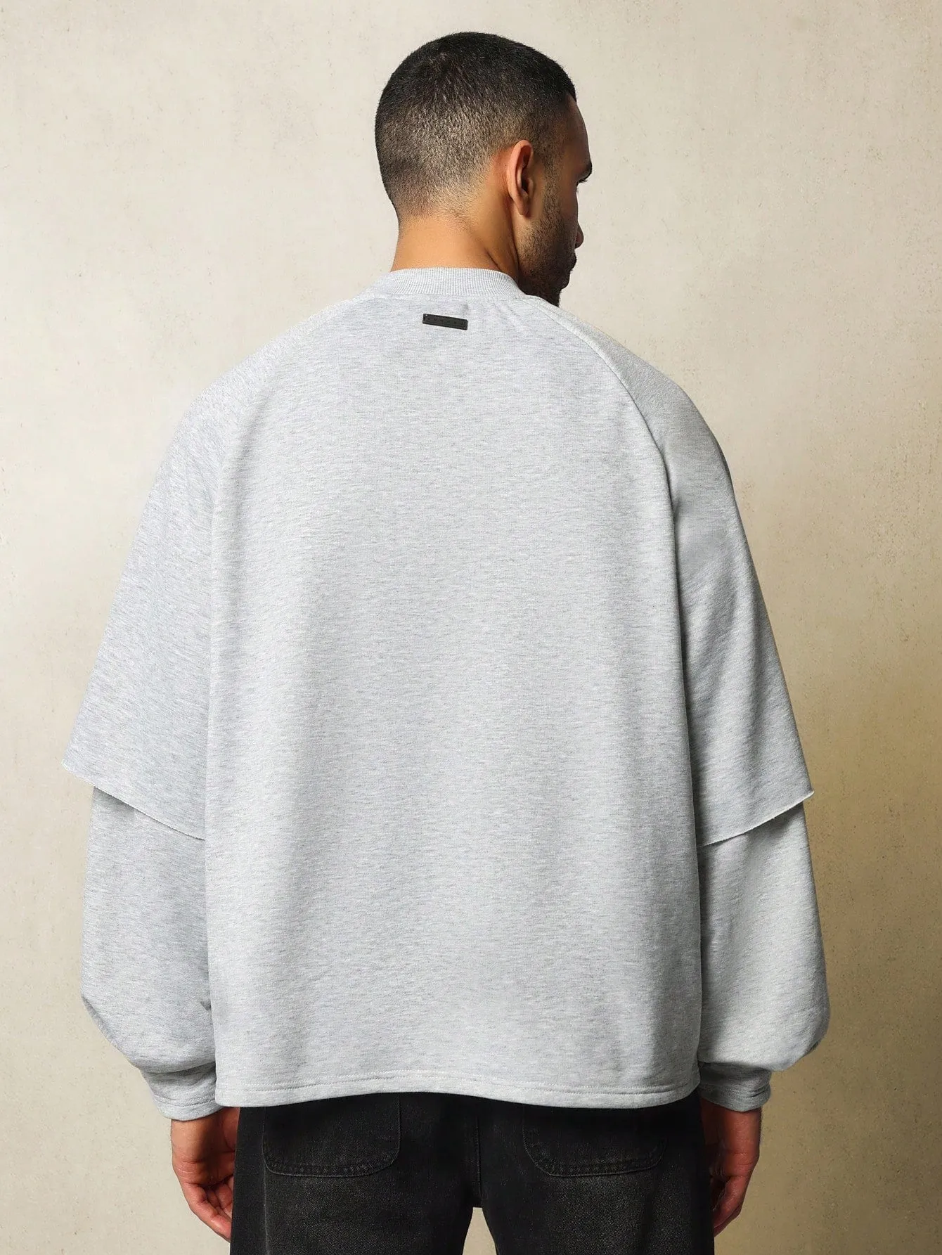 Oversized Fit Double Layer Raglan Sleeve Sweatshirt