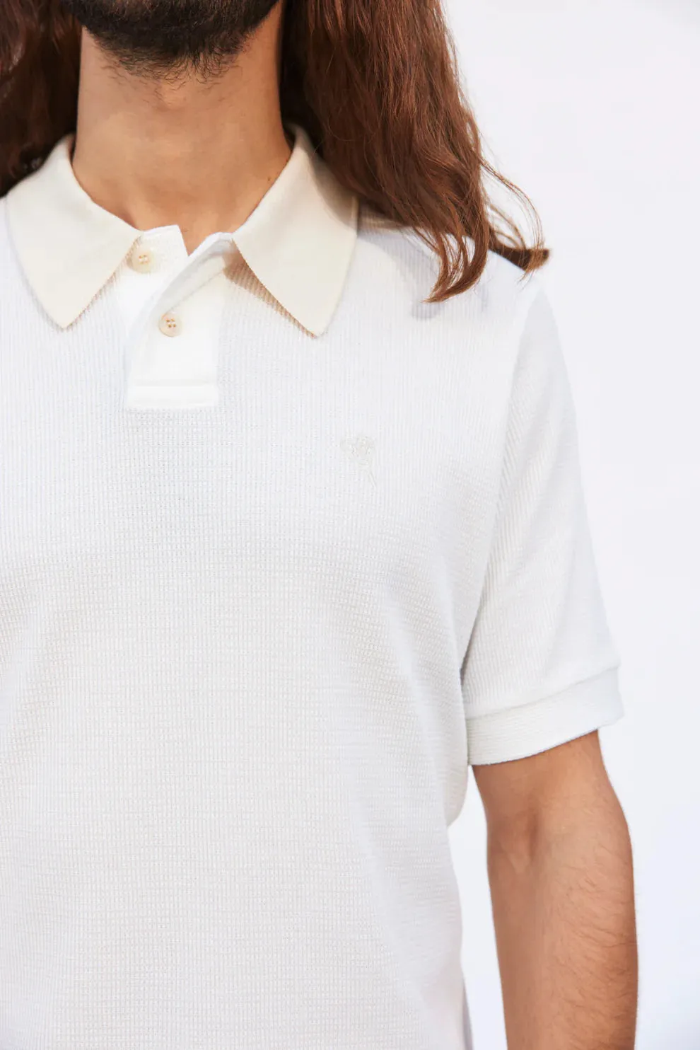 Oversized Retro Polo Shirt White