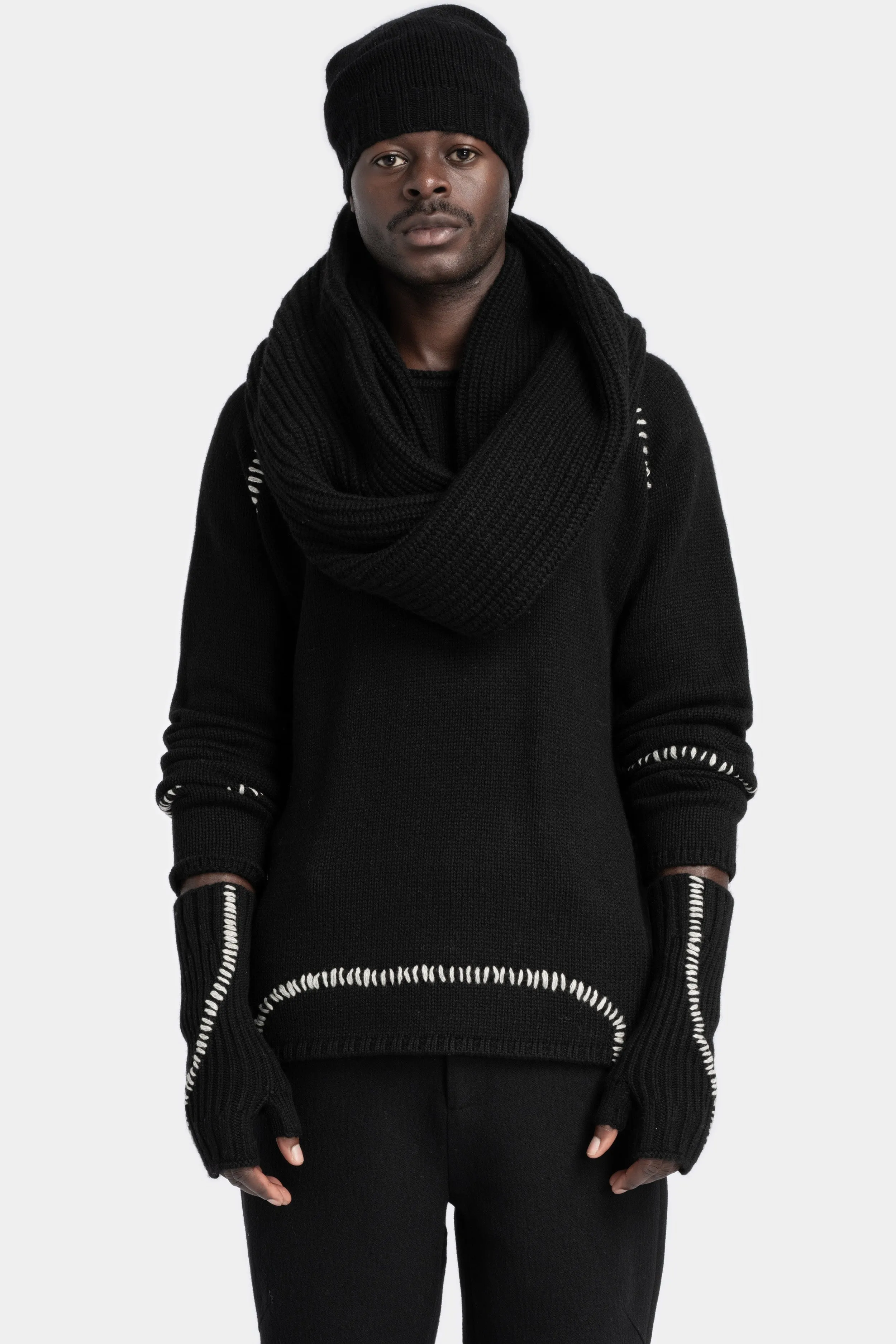 Oversized tube knit scarf