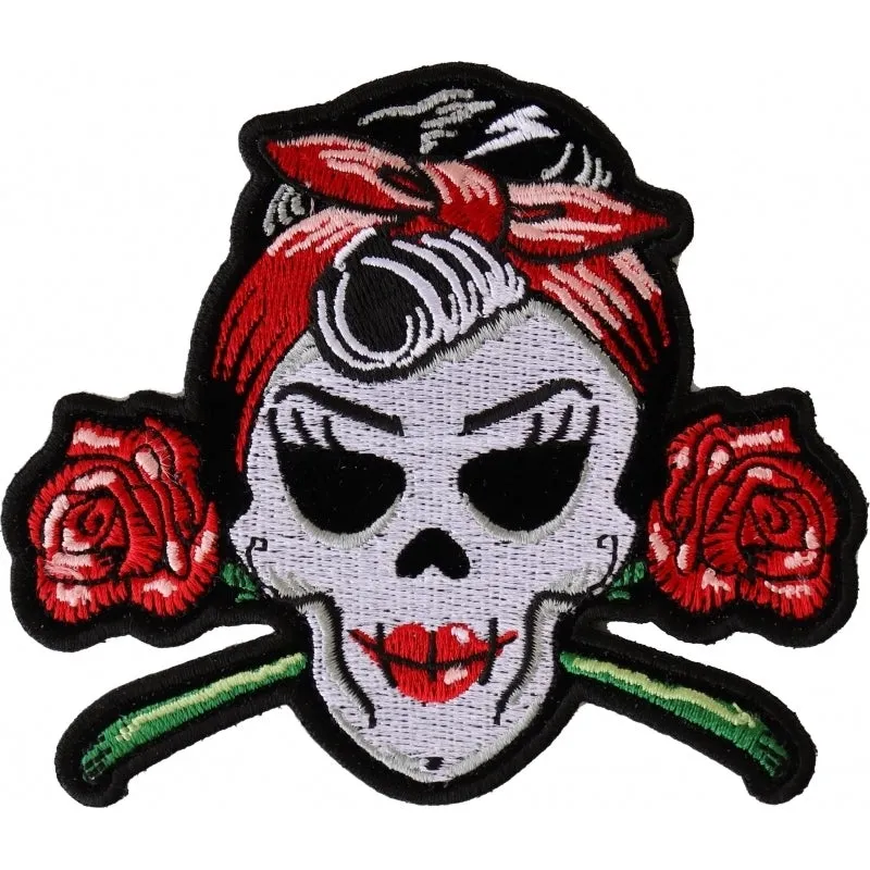 P6543 Rockabilly Lady Skull Patch