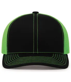 Pacific Headwear Trucker Snapback Cap - Black/Neon Green/Black