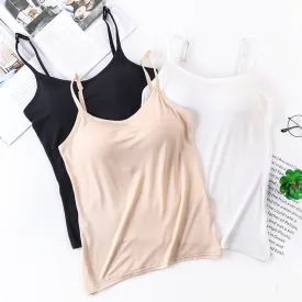 Pack OF 3 Padded Bra Shirt Women Tops Camisole With Integrated Bra 023