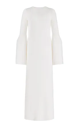 Palanco Knit Maxi Dress in White Merino Wool Cashmere