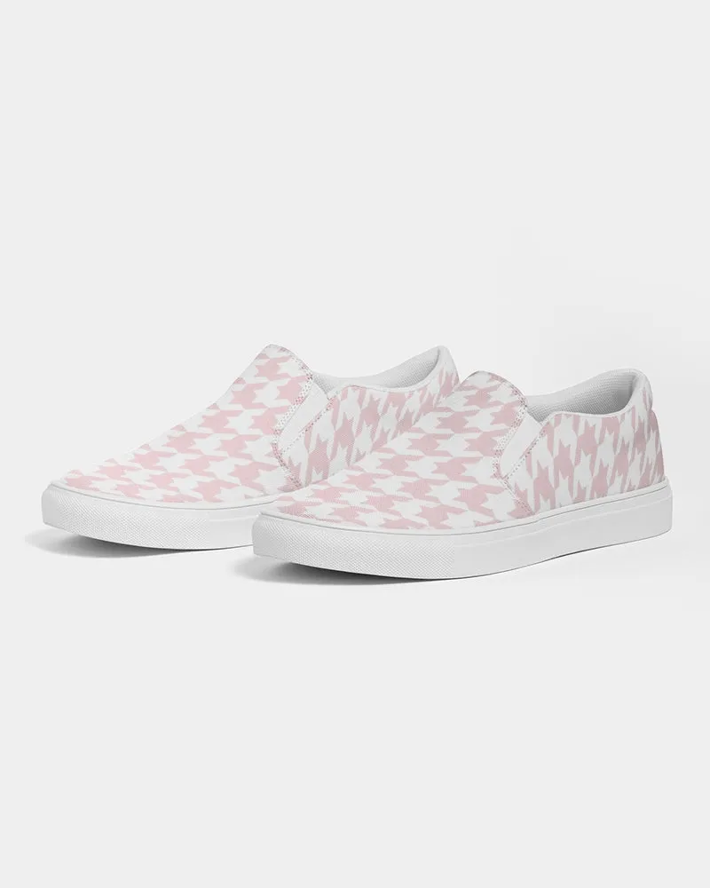 Pale Pink Large Houndstooth Women's Slip-On Canvas Shoe